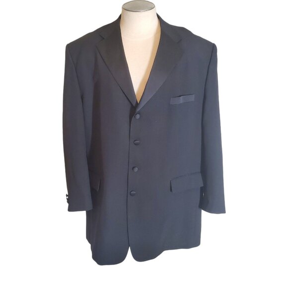 Stacey Adams Men's 4 Button Suit Coat Sport Coat Tuxedo Jacket Black Sz 52R - Picture 1 of 8